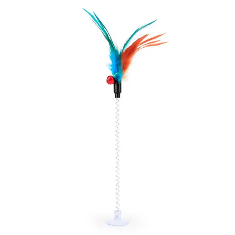 Spring Feathers Cat Toy with Suction Cup