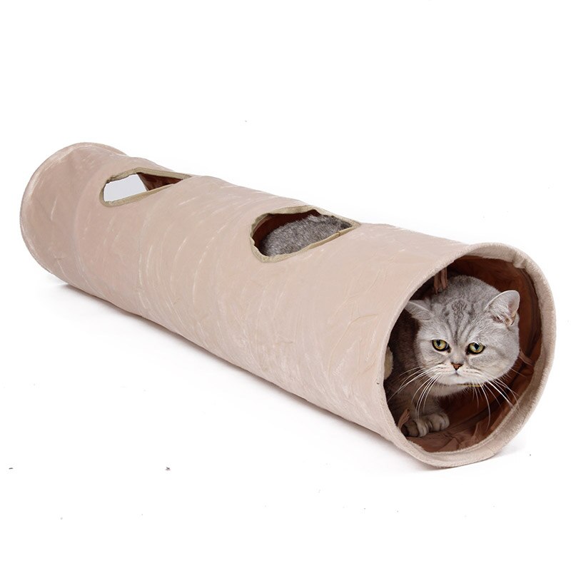 Foldable Long Tunnel with Ball Toy for Cats